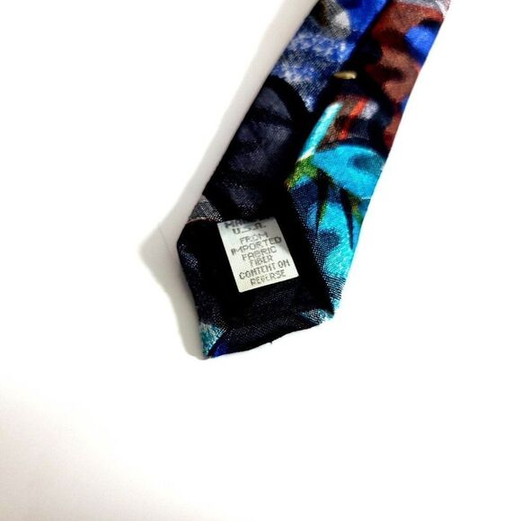 Alexander Lloyd Boston Gray Floral Metallic Jacquard Print Long Wide Silk Tie - Picture 4 of 6